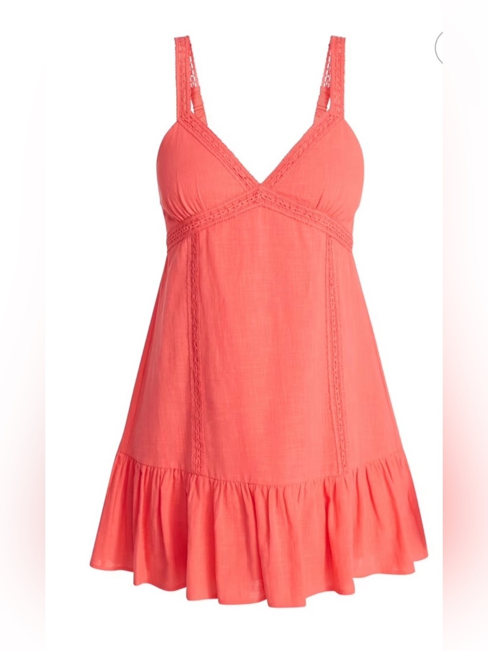 No Boundaries Lace Trim Cotton Mini Dress, Women's